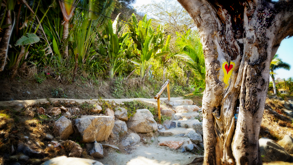 These steps lead from the beach up to the road to Los Muertos