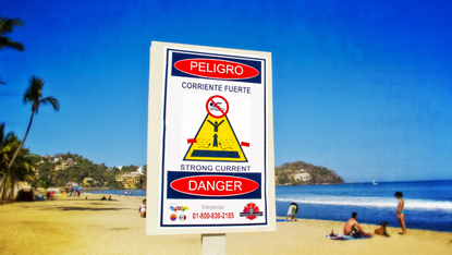 Signs like this hopefully will make people more cautious about swimming when there are big waves