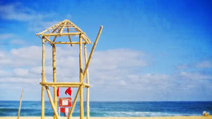 A lifeguard tower under construction