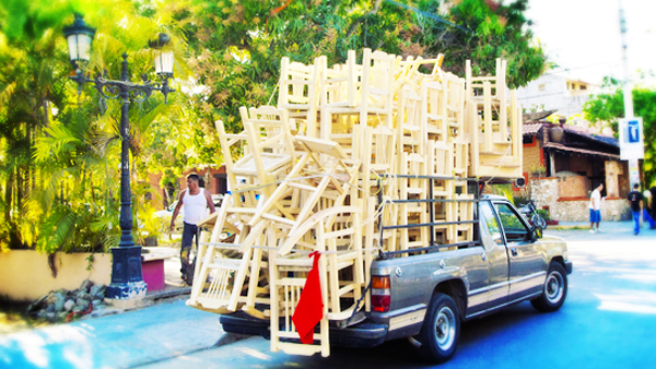 This truck offers fresh, handmade chairs for sale