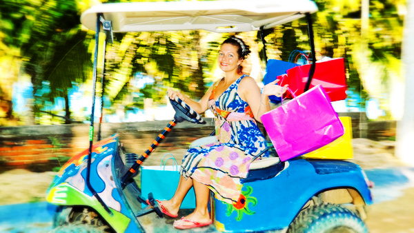 Shopping can be fun with a golf cart to get around town